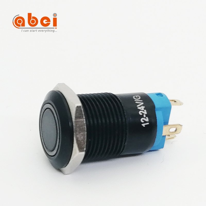 16mm Latching Stainless Steel Black Shell Waterproof Momentary Push Button switch With Yellow RGB Full Color Led Illumination