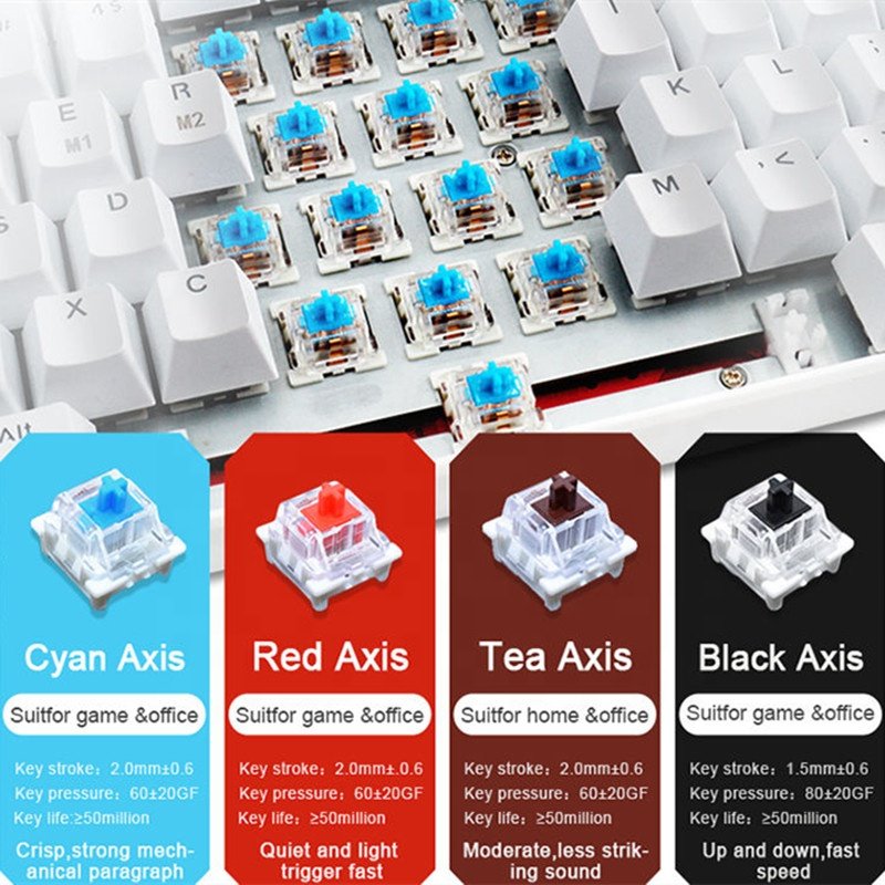 Gaming Mechanical Keyboard Blue Red Switch 84 Key US Wired Keyboard Anti-ghosting RGB/ Mix Backlit LED USB for Gamer PC Laptop