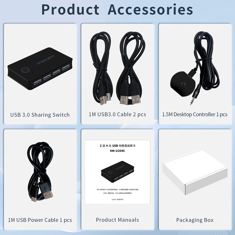 USB3.0 Switch Selector 2x4 USB Switcher 2 Port Sharing 4 Devices 4 port Hub Support keyboard shortcut switching