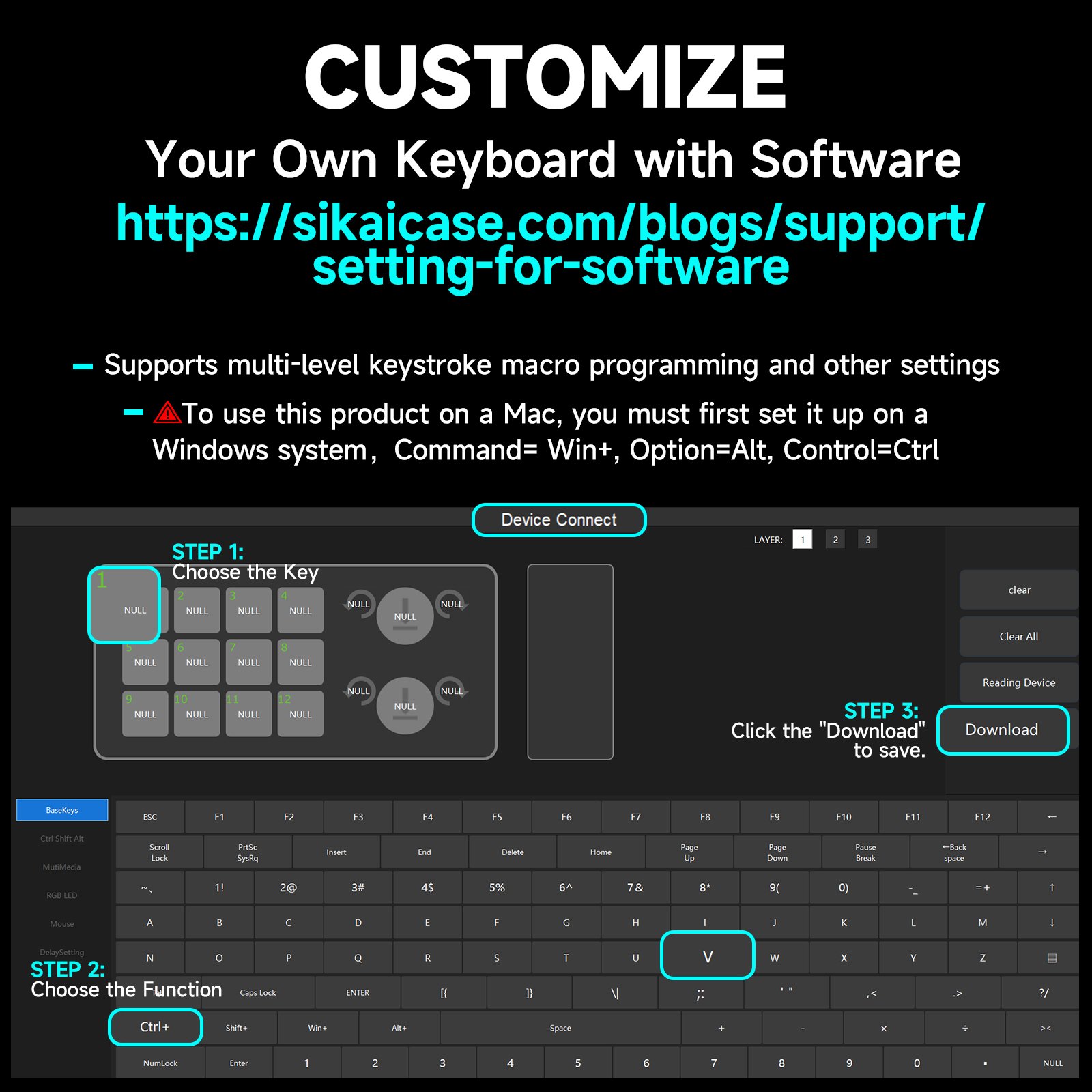 2.4G Wireless Programmable Macro Keypads USB-C Mini Customized Keyboard 12 Keys 2 Knobs Multimedia LED Light Mechanical Hot Swap
