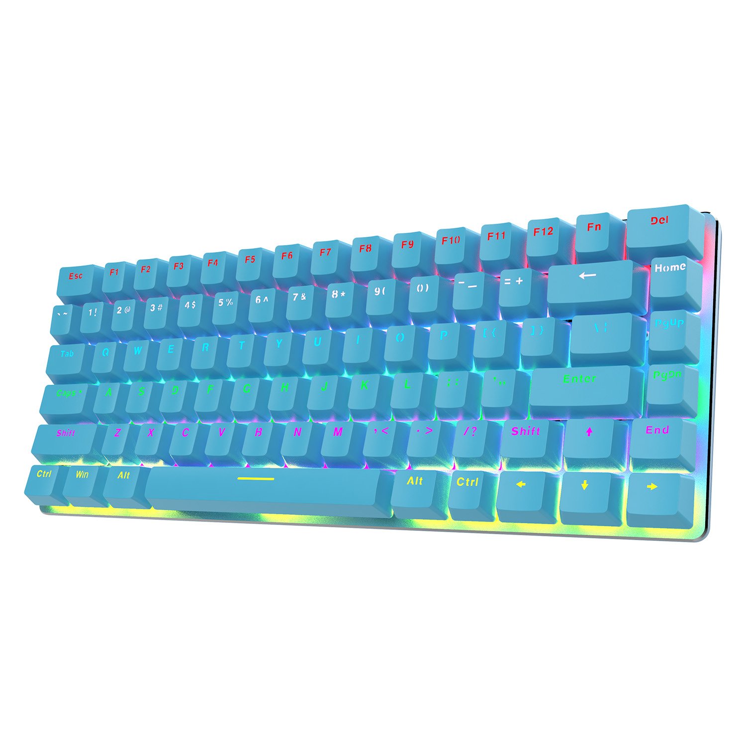 Ajazz AK33 blue Mechanical keyboard compact 82-key mini portable wired mix-color backlit electric gaming keyboard