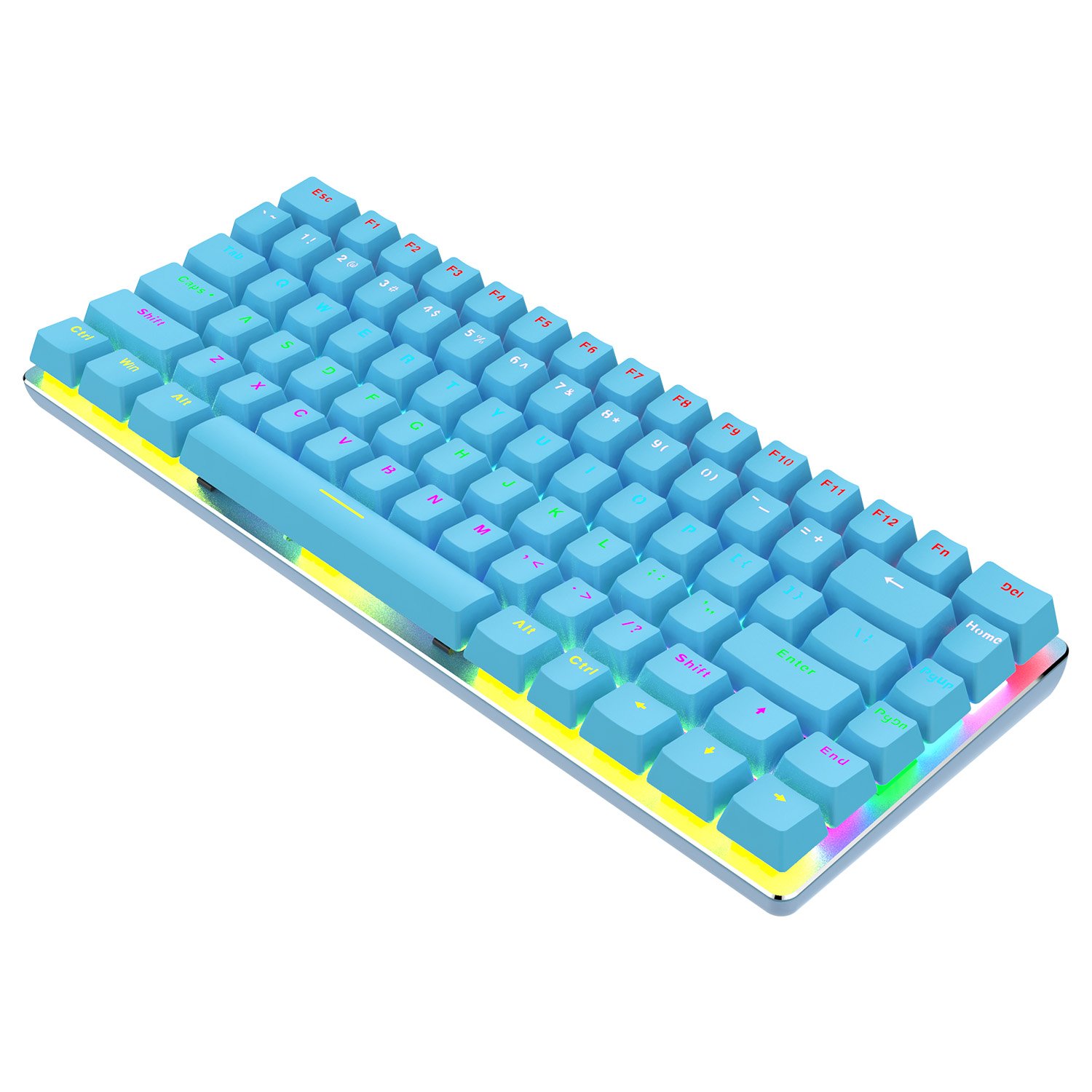 Ajazz AK33 blue Mechanical keyboard compact 82-key mini portable wired mix-color backlit electric gaming keyboard