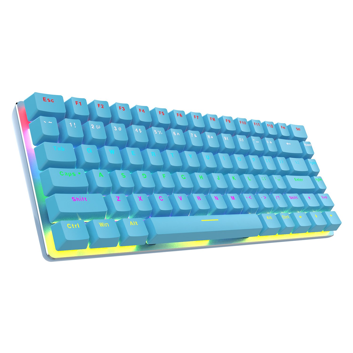 Ajazz AK33 blue Mechanical keyboard compact 82-key mini portable wired mix-color backlit electric gaming keyboard