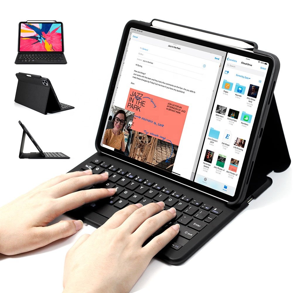 Factory Stock Business style Integrated Shockproof Waterproof PU Leather Wireless BT Keyboard Case for iPad Pro 11 Air 10.9