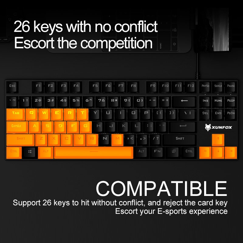 Factory wholesale K80 87 keys metal wired keyboard RGB light gaming mechanical keyboard