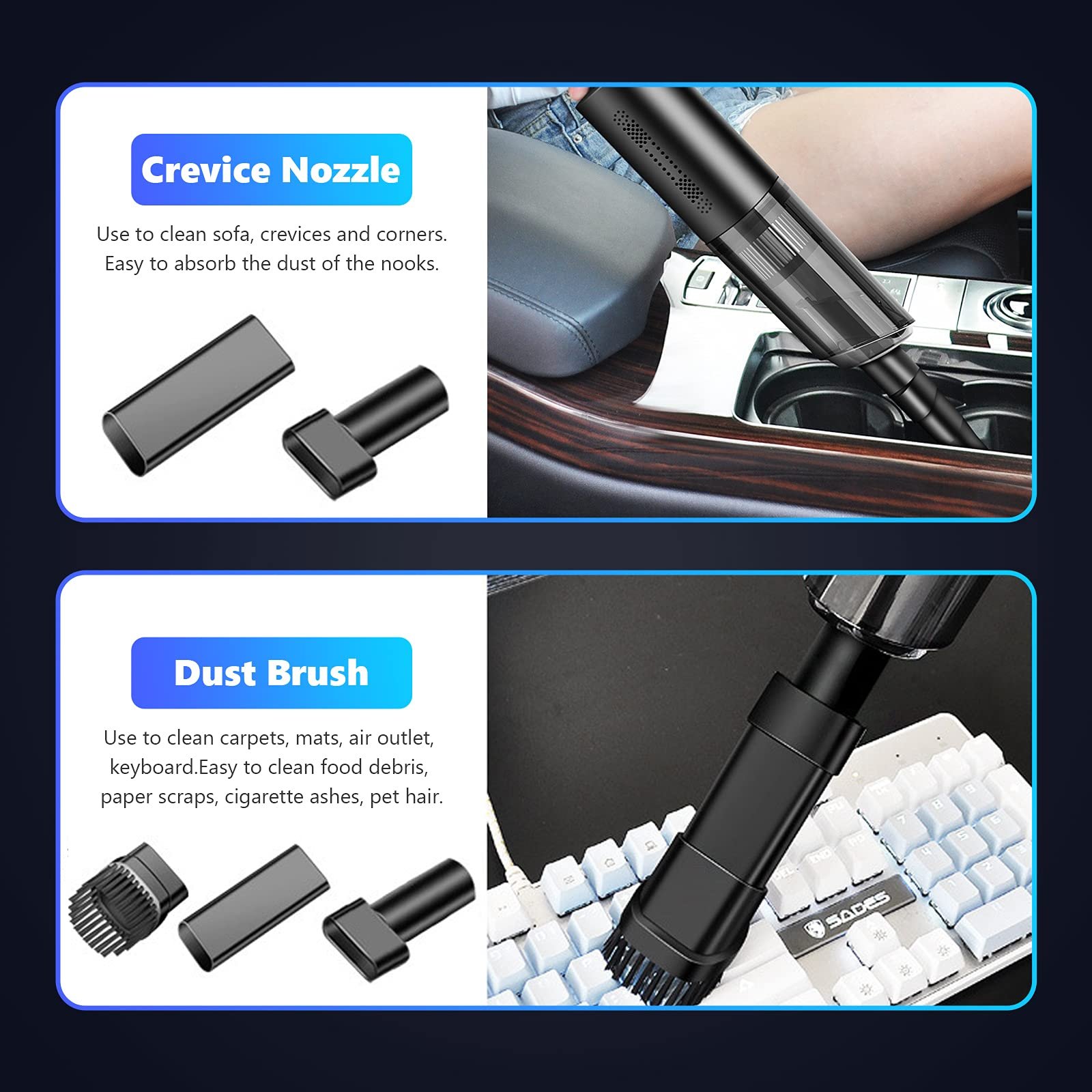 2 In 1 Mini Portable USB Charging High Power Strong Suction Handheld Cordless Electric Home Car Vacuum Cleaner For Wet And Dry