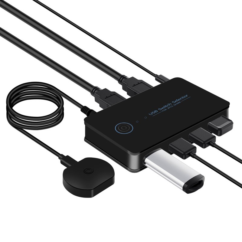 USB2.0 Switcher,USB KVM Switch Selector 2 Computers Share 4 USB for Keyboard Mouse Printer,Compatible with Windows, Mac, Linux