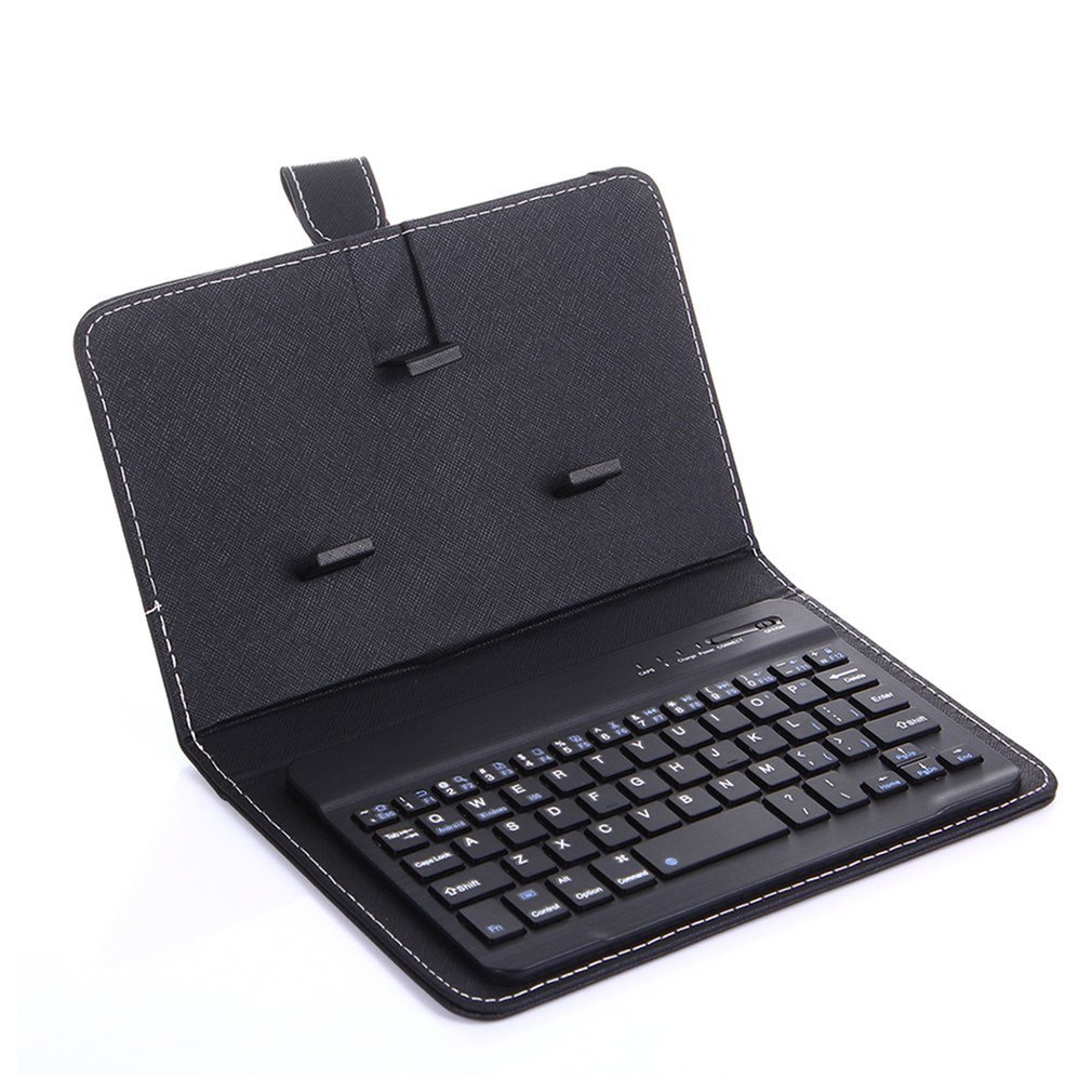 Portable PU Leather Case Protective Cover with BT Wireless Keyboard for Iphone Huawei Xiaomi Samsung Mobile Phone Tablet English