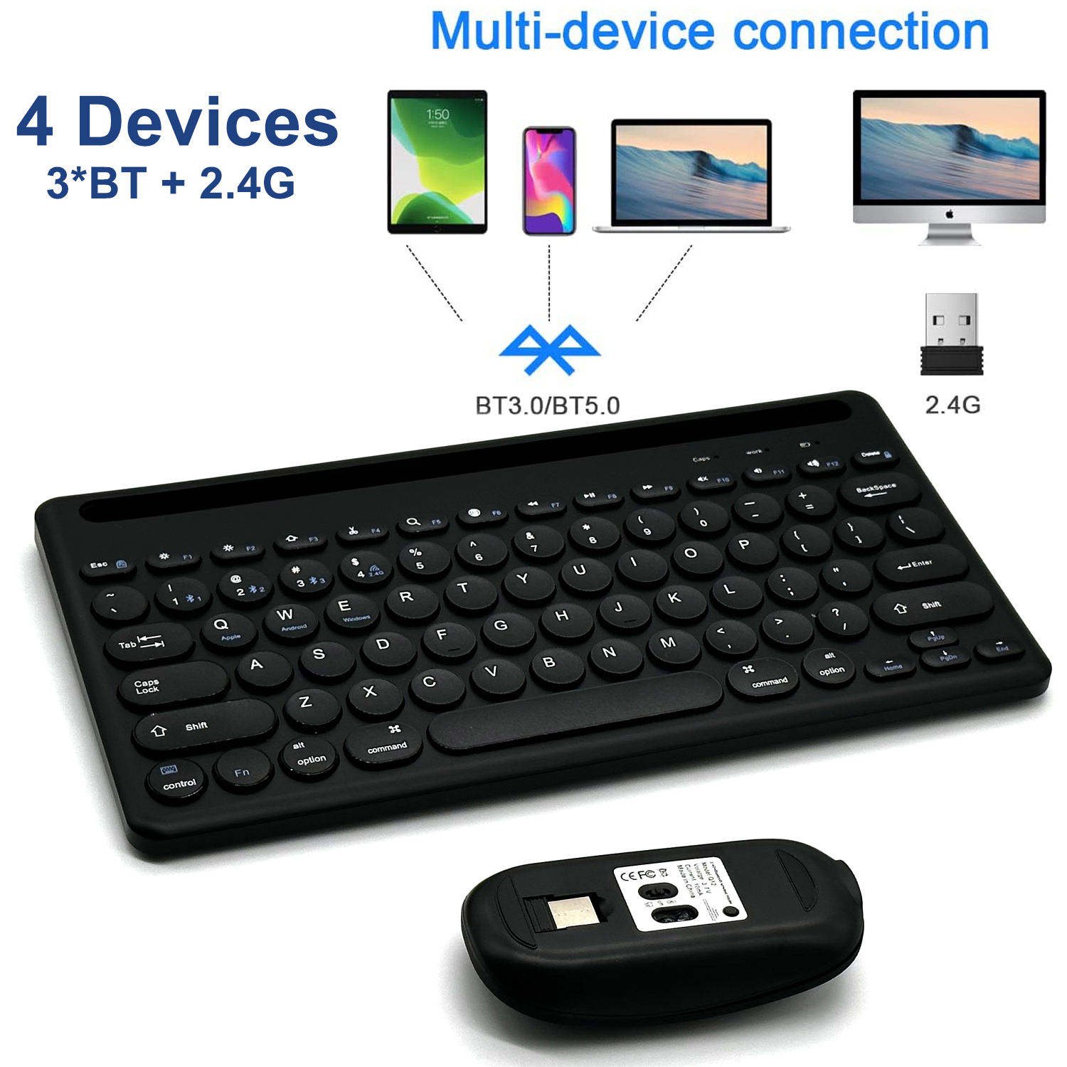 New Model 104 Keys Scissors Switches Backlit Type C Rechargeable Wireless Bluetooths Tablet Keyboard Rgb
