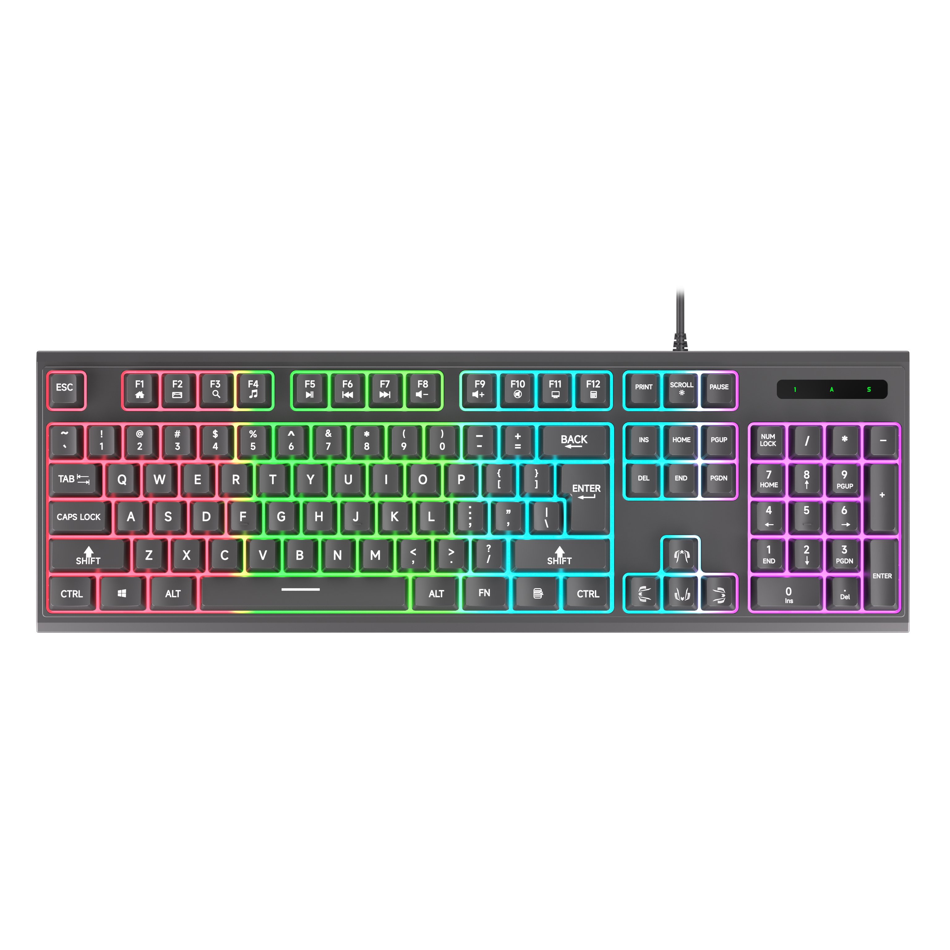 Ergonomic 104-Keys Wired Computer Gaming Keyboard RGB Backlit USB Interface for PC Gamers and Desktop Users