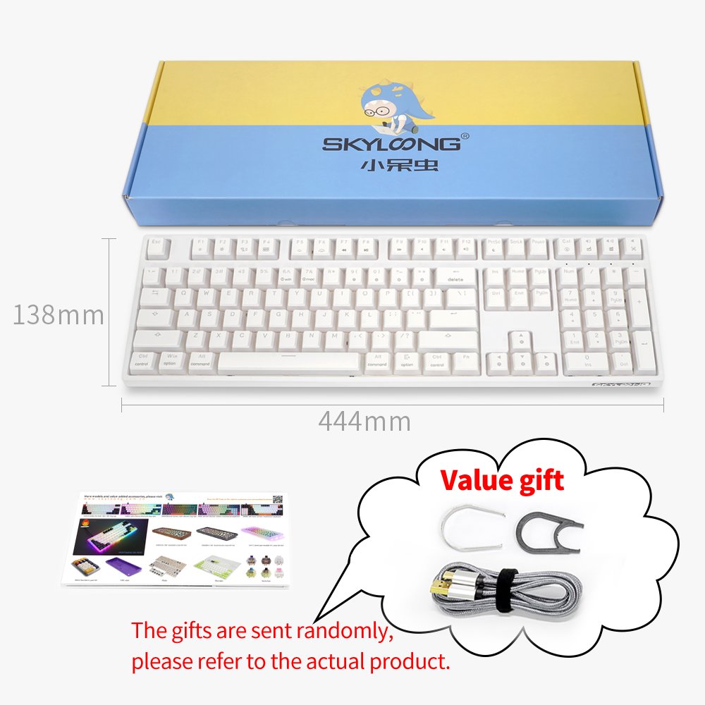 Skyloong newest launch GK108 SK108 standard full size 108 keys pudding keycaps gateron optical switch gaming mechanical keyboard
