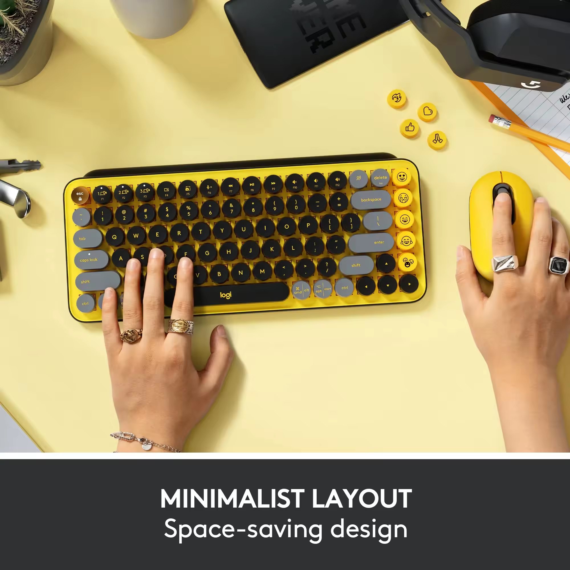 Custom Russian Logitech POP KEYS Ergonomic Office Pc Mobile Gamer RGB Computer Laptop Tablet Wireless Gaming Mechanical Keyboard