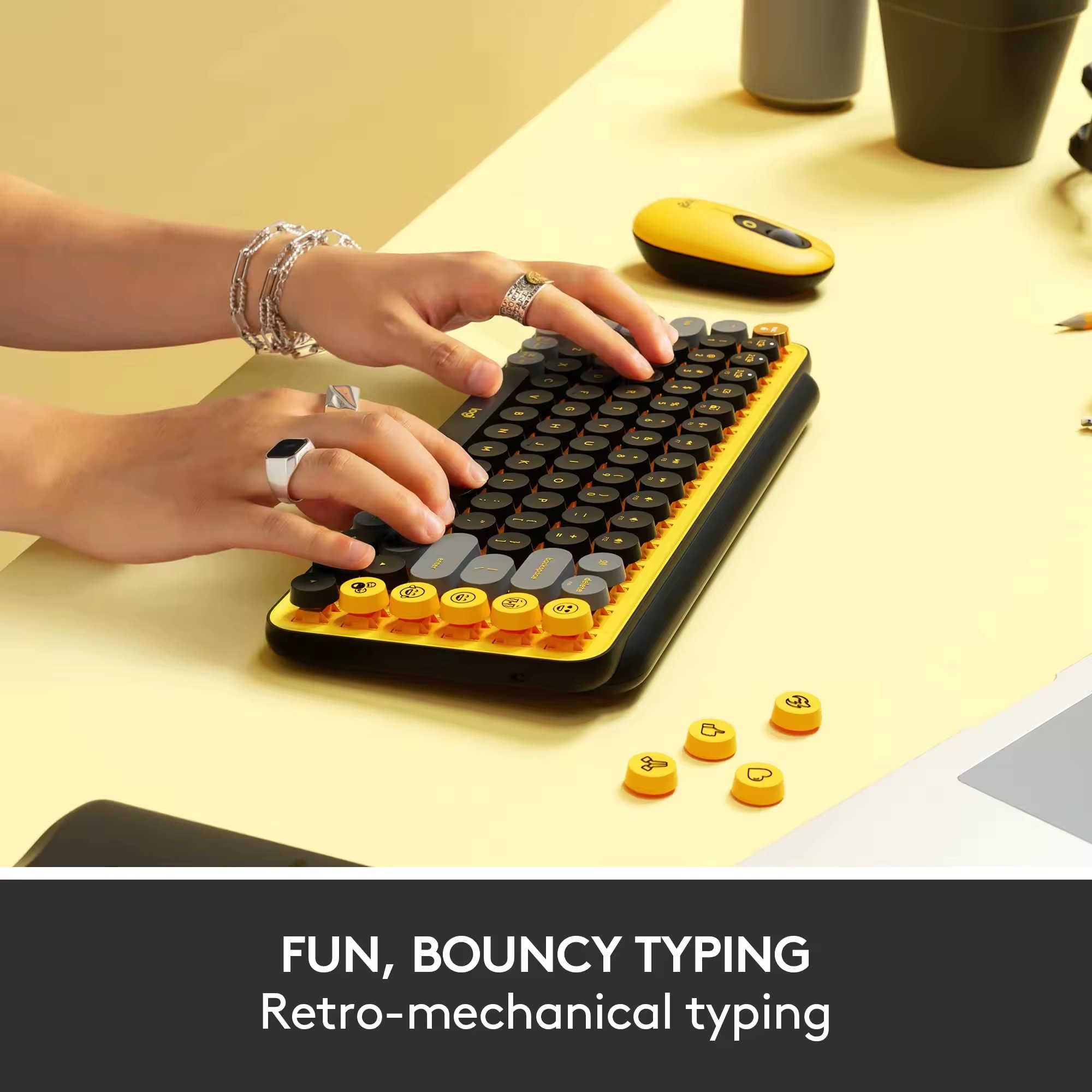 Custom Russian Logitech POP KEYS Ergonomic Office Pc Mobile Gamer RGB Computer Laptop Tablet Wireless Gaming Mechanical Keyboard
