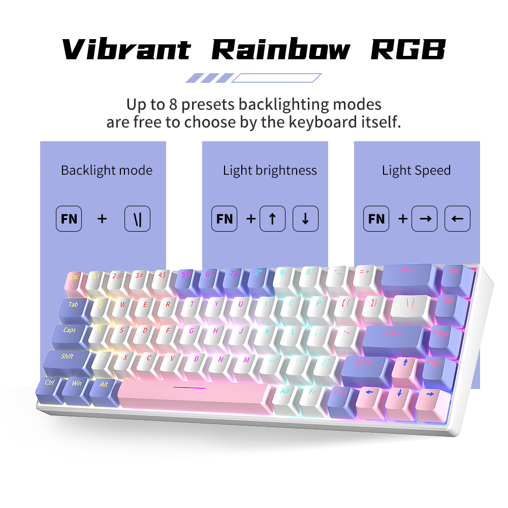 N-keys Rollover Russian Layout Low volume Click Silent Axis Mechanical Keyboard Switches 68 keys Gaming Keyboard for PC Gamer