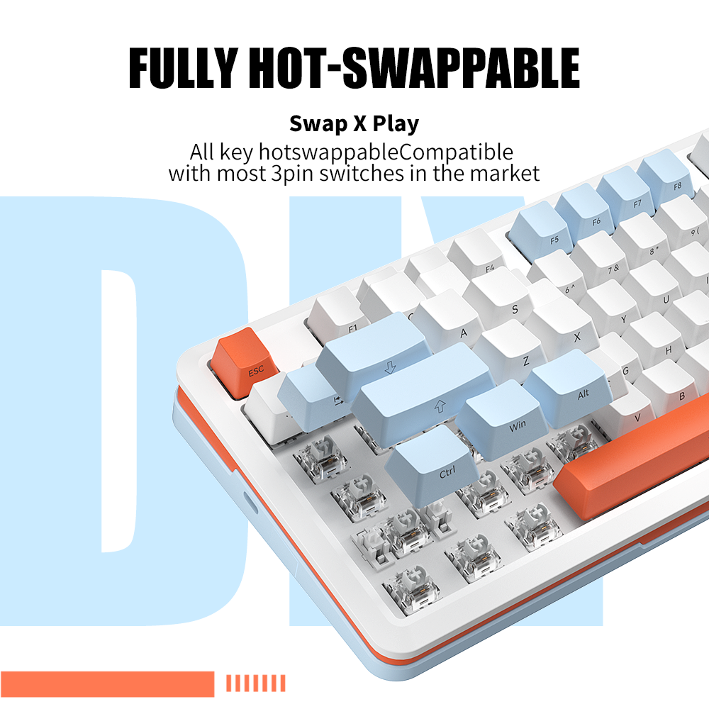 ZIFRIEND Custom S82 Wired Swappable 3pin Switch keyboard Mechanical 75% Gasket LED Backlit Gaming Mechanical Keyboard 82 Keys