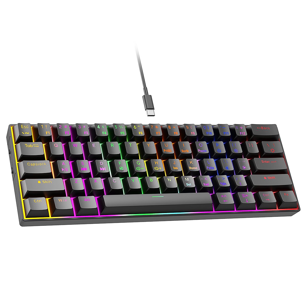 COUSO 61 Keys Compact Mechanical Keyboard 60 Percent Teclado Gamer RGB LED Backlit Bluetooth 60% Gaming Mechanical Keyboards