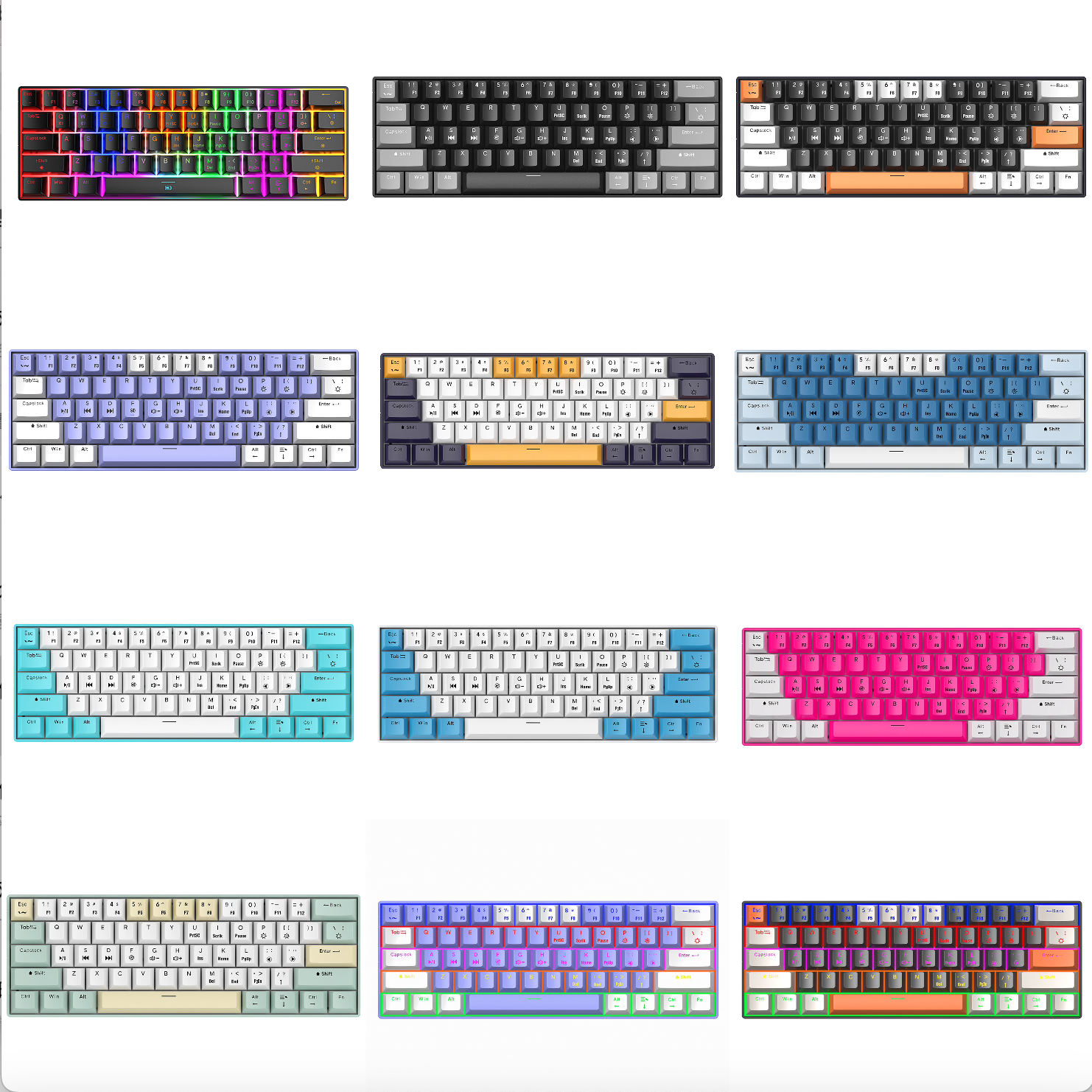 COUSO 61 Keys Compact Mechanical Keyboard 60 Percent Teclado Gamer RGB LED Backlit Bluetooth 60% Gaming Mechanical Keyboards