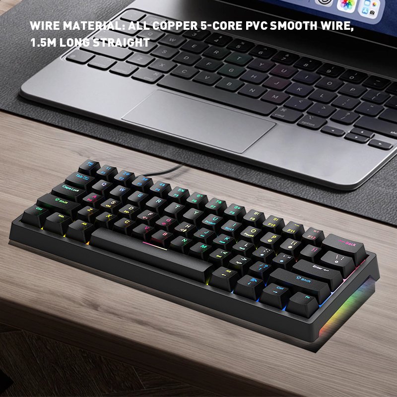 COUSO 61 Keys Compact Mechanical Keyboard 60 Percent Teclado Gamer RGB LED Backlit Bluetooth 60% Gaming Mechanical Keyboards
