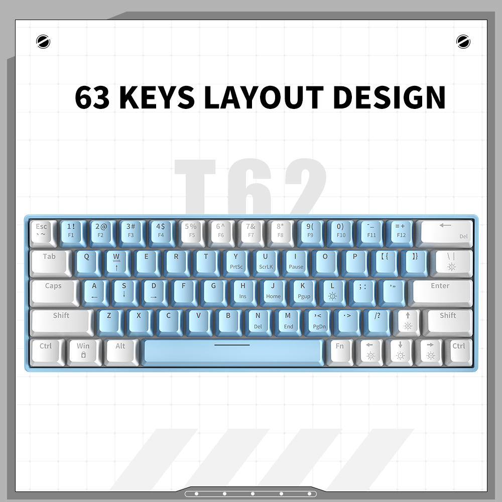 Professional Gamer Blue Switches 60 Percent Gaming Keyboard 62 Keys Portable LED RGB Backlit Mechanical Keyboard for PC Laptop