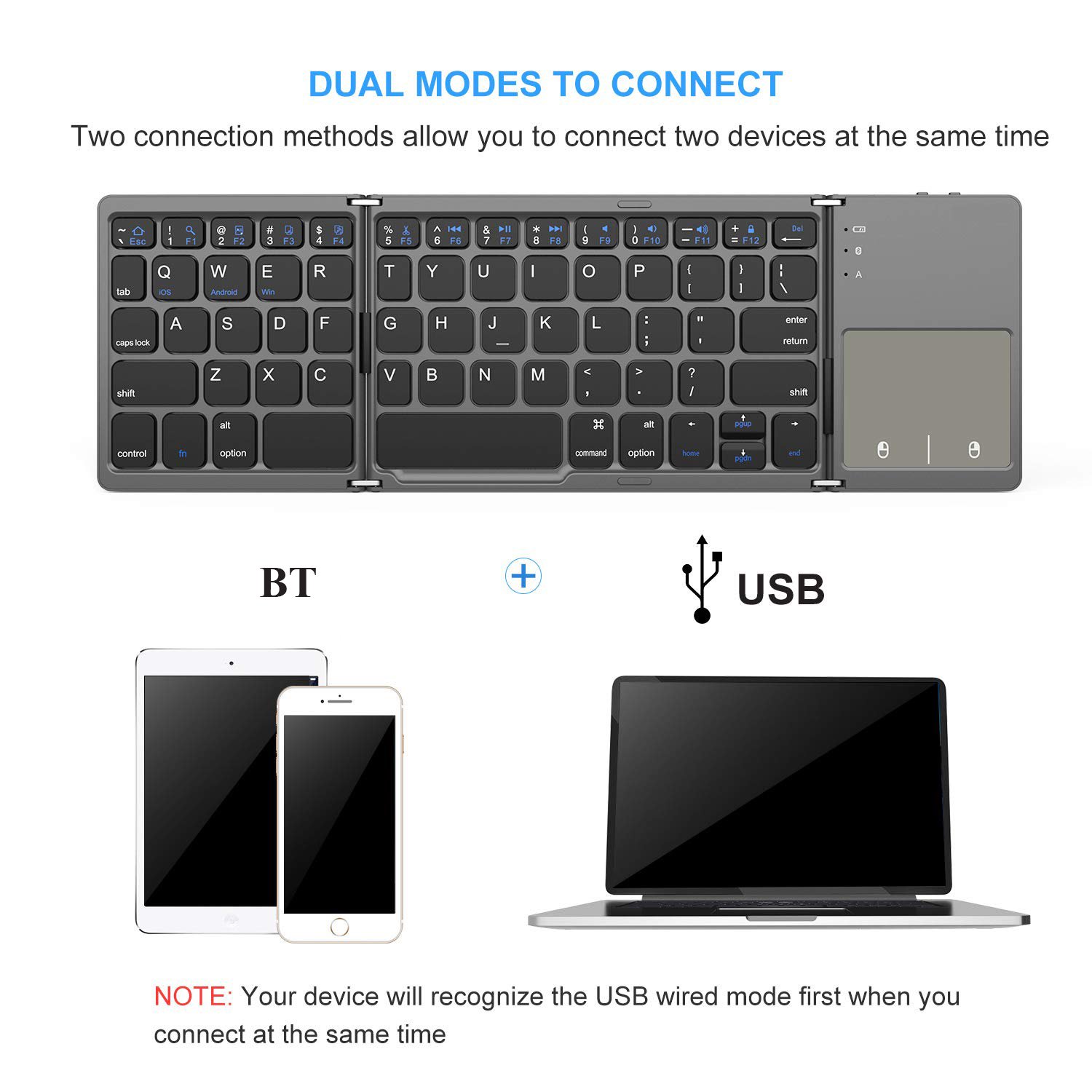 Foldable BT Keyboard for Smartphone Promotion Wireless Mini 3 Folding Black Usb Plastic Desktop OEM USB 3.0 3 Keys Mini Clavier