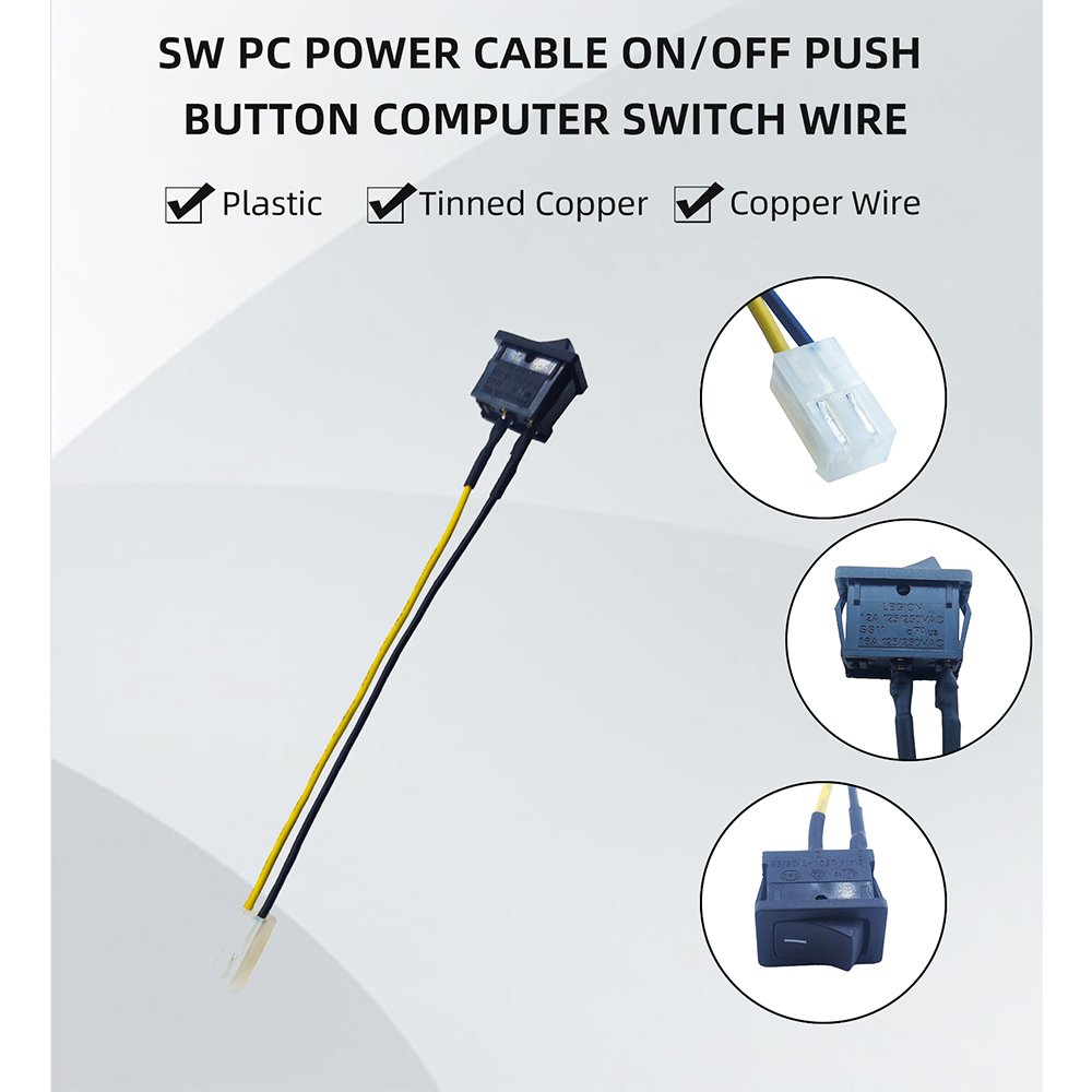 Factory Wholesale switch 140mm SW PC Power Cable on/off Push Button
