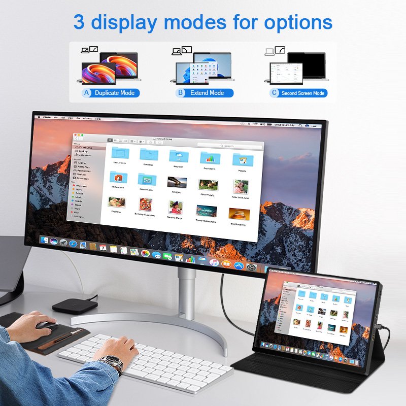 FHD LCD Display without touchscreen 100%sRGB with magnetic protective sleeve for outdoor working gaming for laptop pc ps5 switch