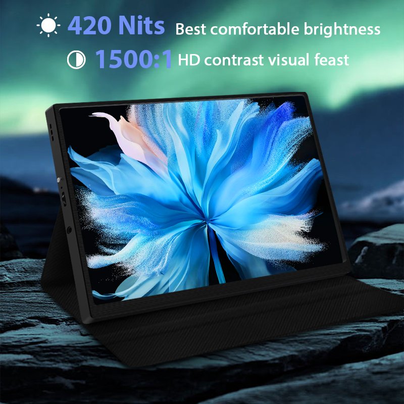 FHD LCD Display without touchscreen 100%sRGB with magnetic protective sleeve for outdoor working gaming for laptop pc ps5 switch