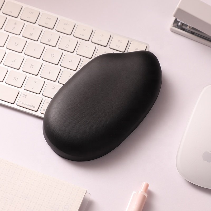 Creative Rice shaped Pu Leather Long wrist pad/support/cushion/rest with gel filled keyboard pad for computer