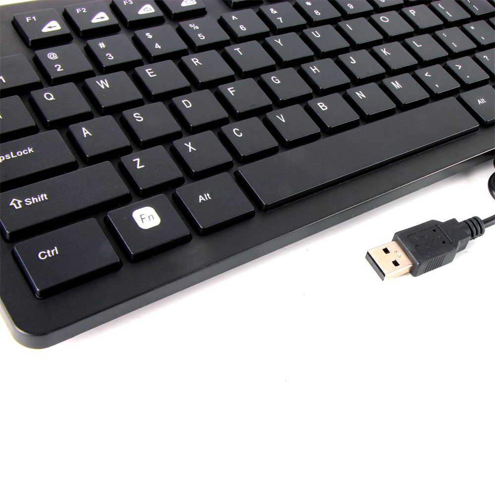 VCOM Ergonomic Computer Keyboard Wired 104Key Plug Play USB Keyboard for Office and Home