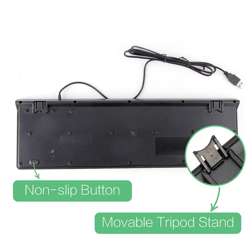 VCOM Ergonomic Computer Keyboard Wired 104Key Plug Play USB Keyboard for Office and Home