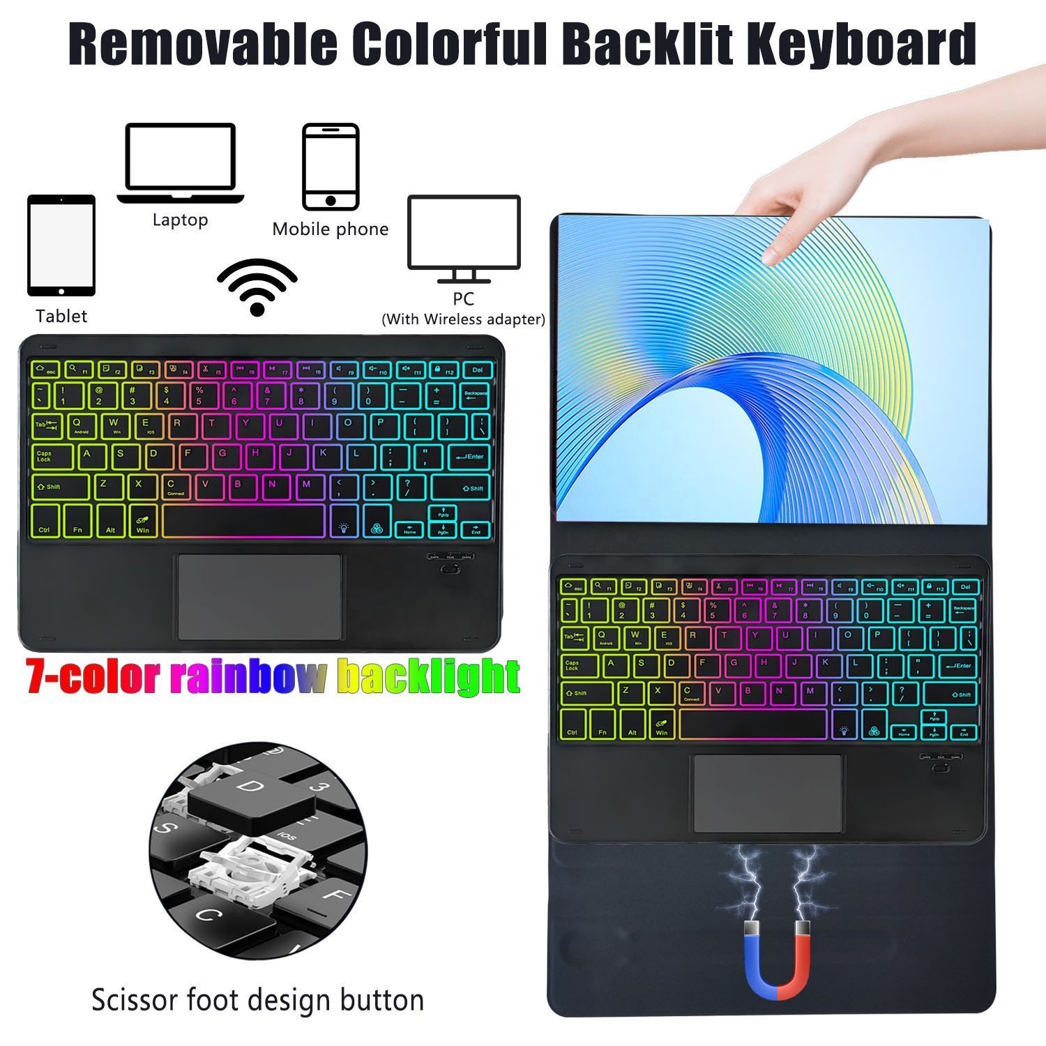 Backlit TrackPad Keyboard Custom Language Detachable Wireless Tablet Cover Case for Huawei Honor Pad X9 11.5 Case Keyboard