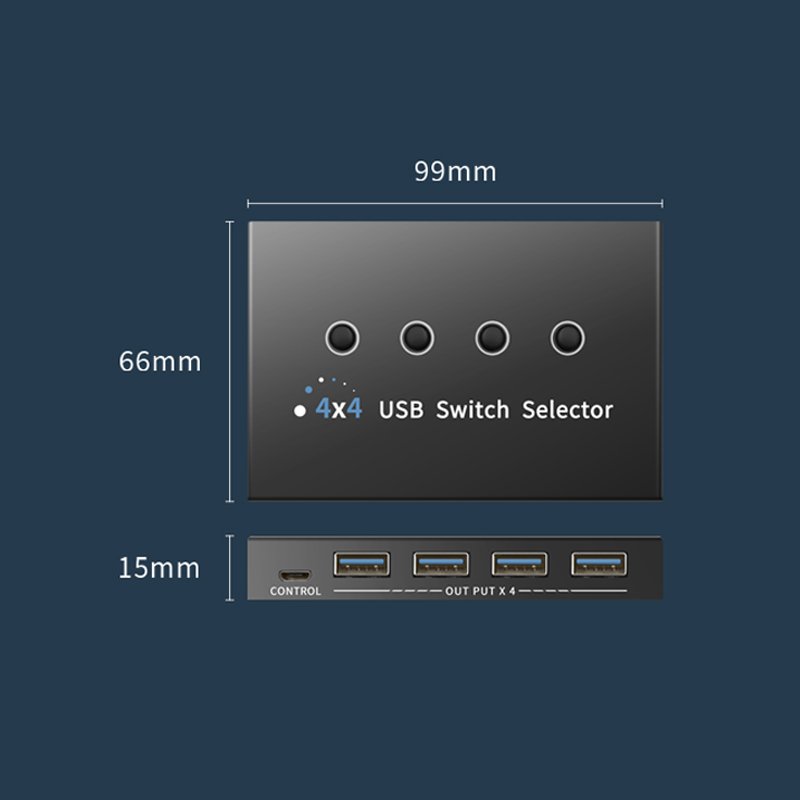 4x4 USB3.0 Switch Selector USB kvm Switcher 4 Port Sharing 4 Devices for Keyboard Mouse Printer 4 port Hub