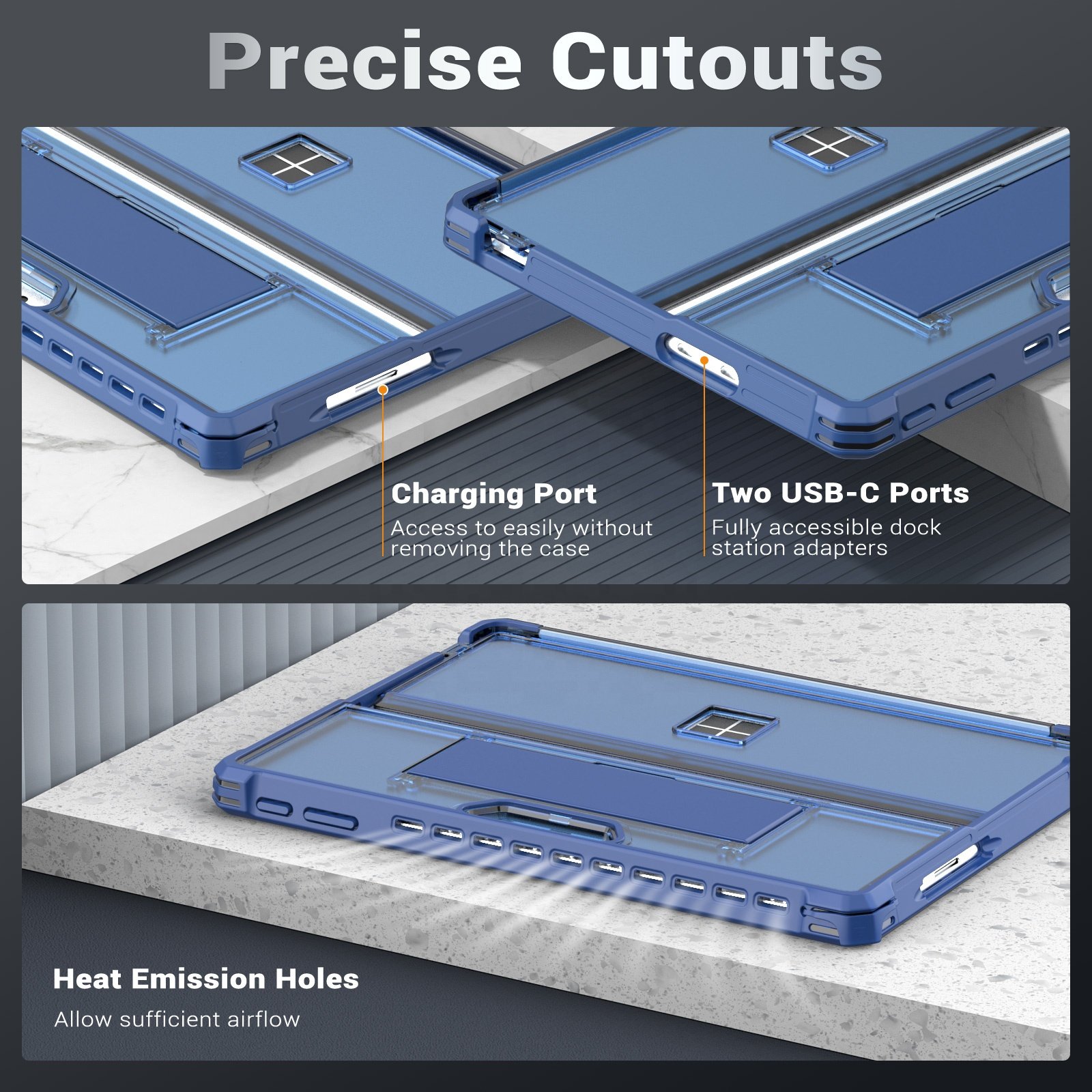 New Arrival MoKo Frosted Blue Protective Rugged Case Universal Tablet Cover for Microsoft Surface Pro 11 10 9 13 Inches