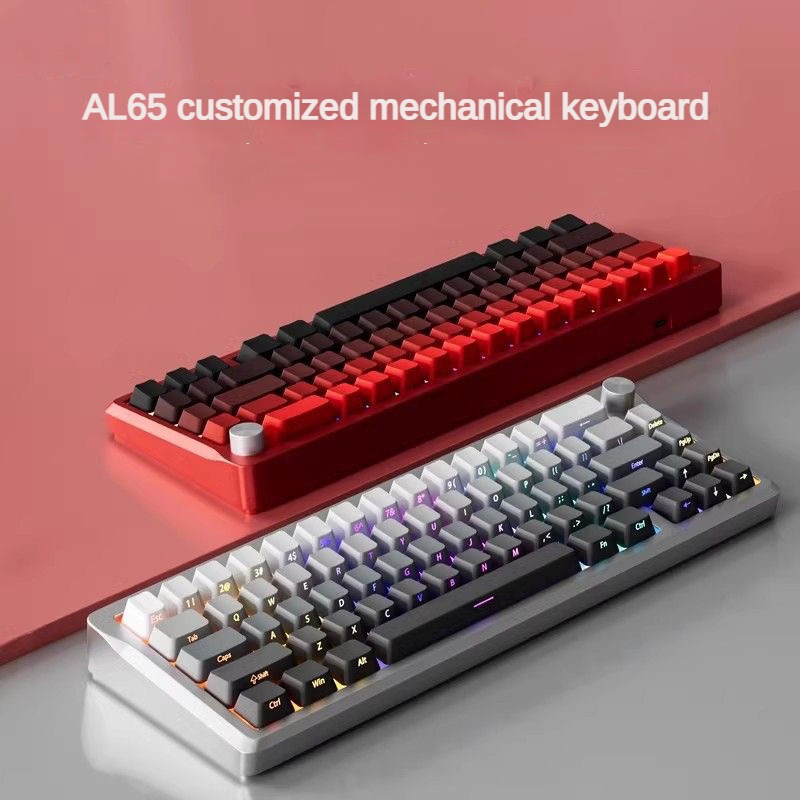 3-mode Aluminum Mechanical Keyboard AL65 Full CNC Mechanical Keyboard Gasket RGB 65 Key High-quality Keycap Gaming Keyboard
