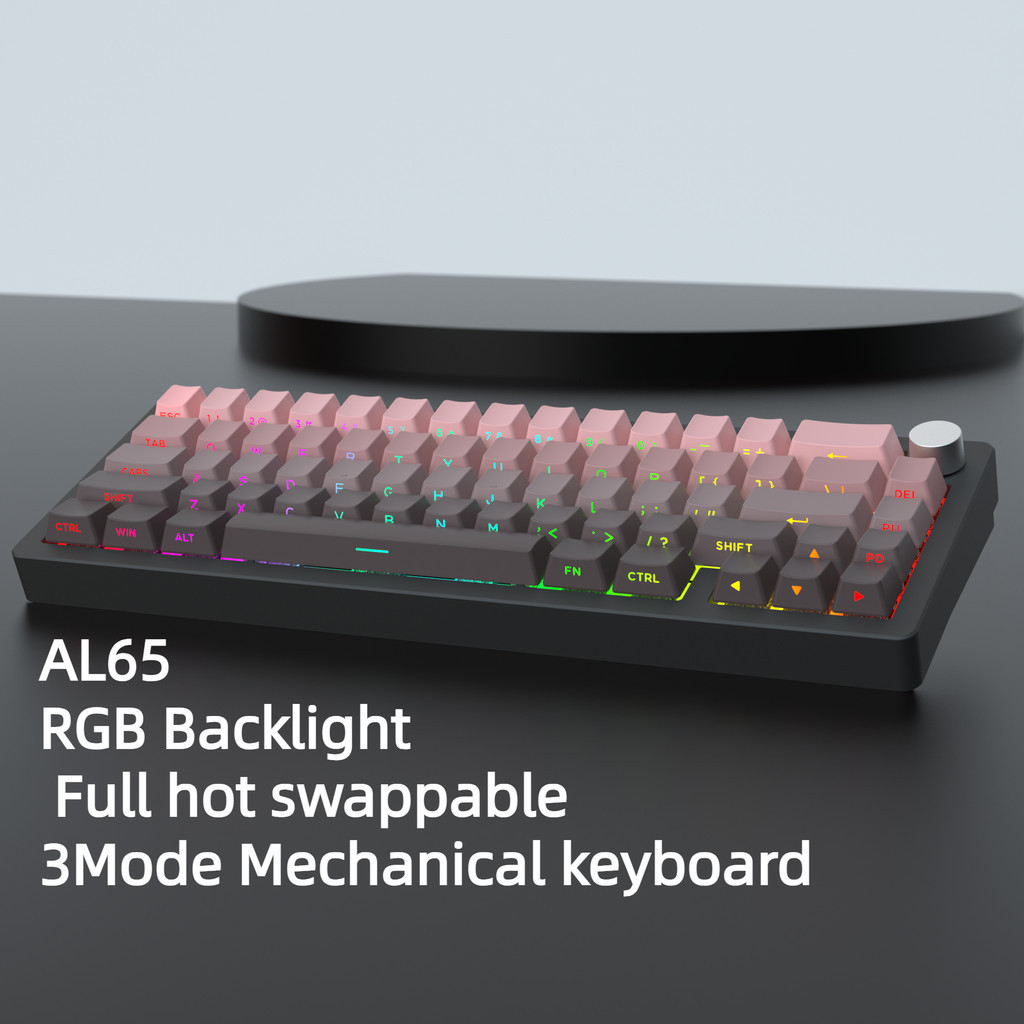 3-mode Aluminum Mechanical Keyboard AL65 Full CNC Mechanical Keyboard Gasket RGB 65 Key High-quality Keycap Gaming Keyboard