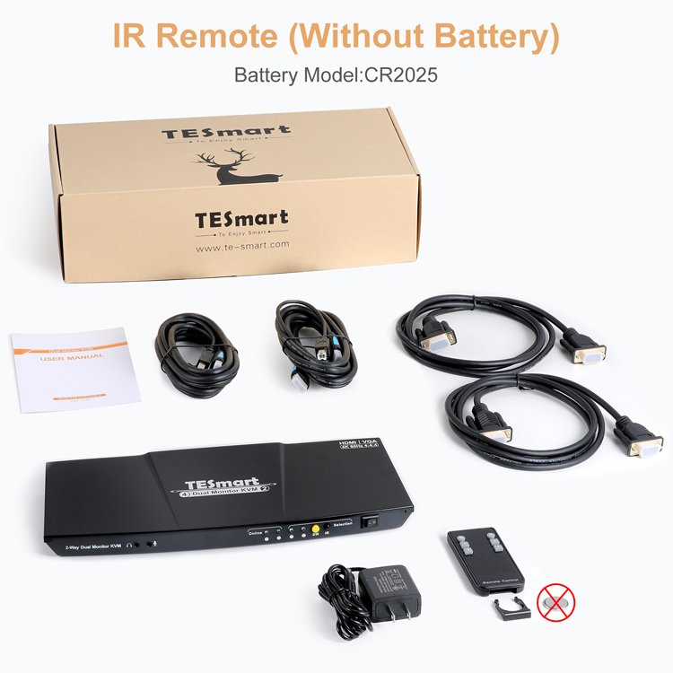 TESmart Supplier 1080p 4k Audio Video Mixer Switcher 4 Port vga Switch Dual Monitor support EDID emulators Keyboard Hot Keys KVM