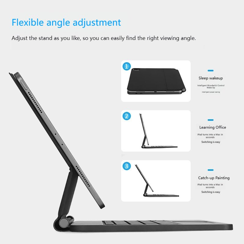 Portable Bt Folding Wireless Keyboard For Tablet Ultra Light Long Battery Life Quick Connect Adjustable Stand