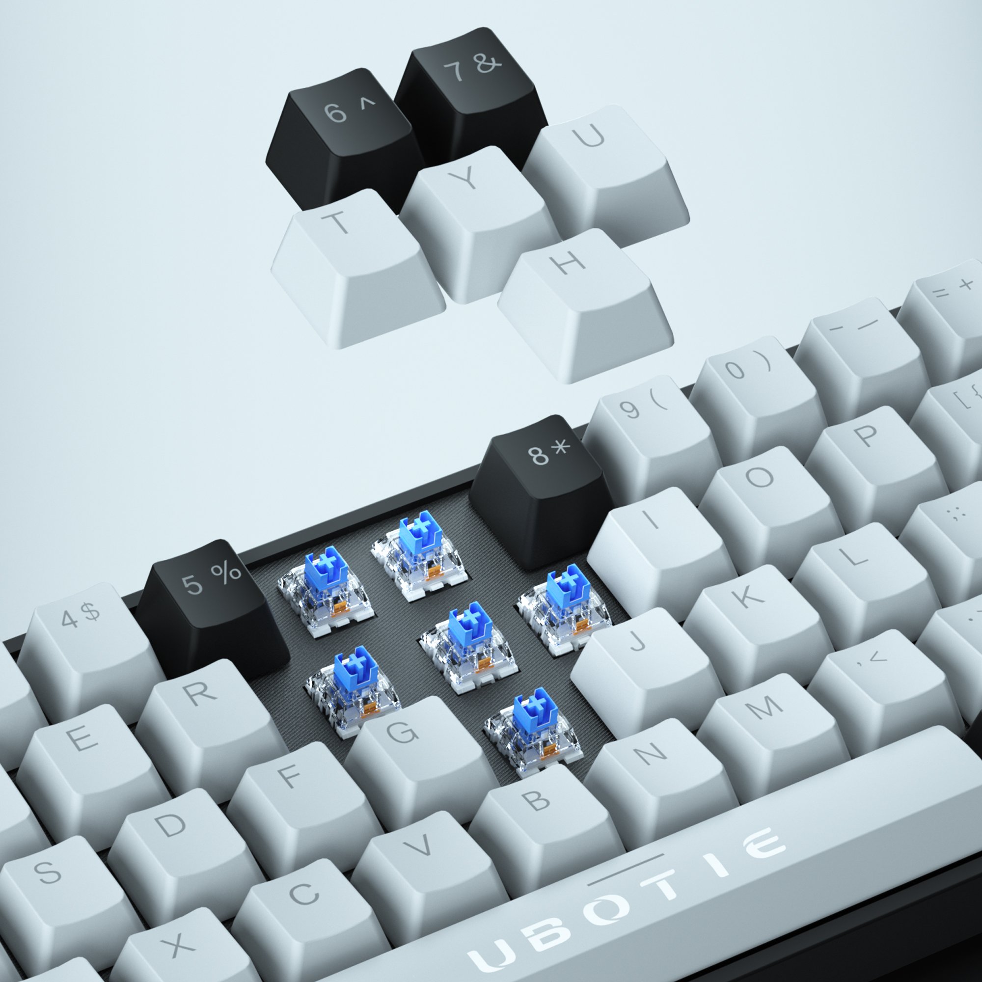 Blue Switch 60 Percent 68 Keys Mini Portable Ultra Compact LED Backlit Gaming Mechanical Keyboard for PC Gamer