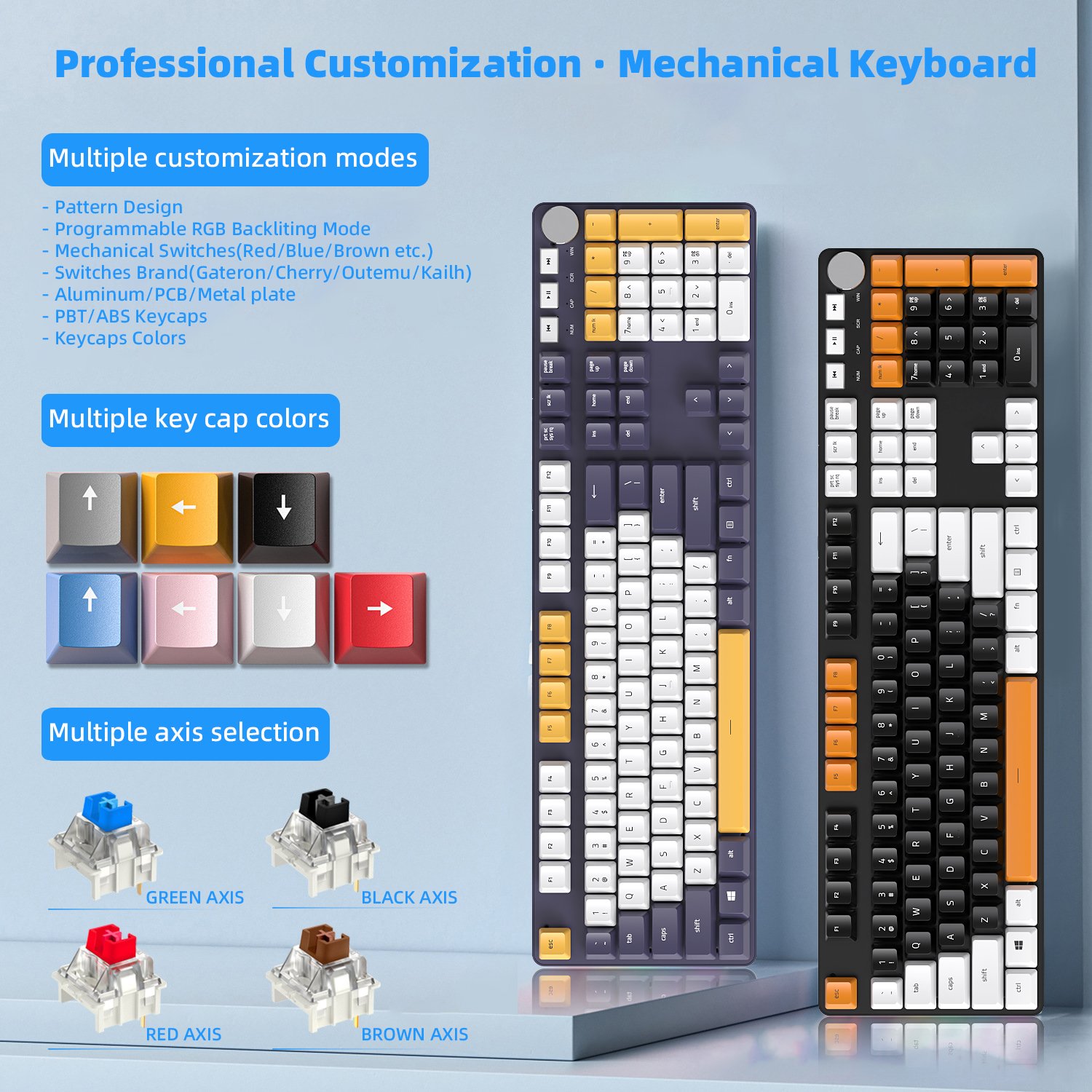 Full Size 108 Keys Qwerty Gaming Keyboard Gamer Backlit Teclado Gamer Blue Switch Wired Mechanical Keyboard for Desktop PC