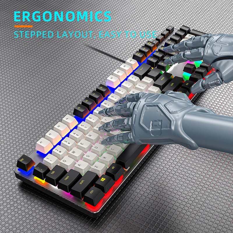 Full Size 108 Keys Qwerty Gaming Keyboard Gamer Backlit Teclado Gamer Blue Switch Wired Mechanical Keyboard for Desktop PC