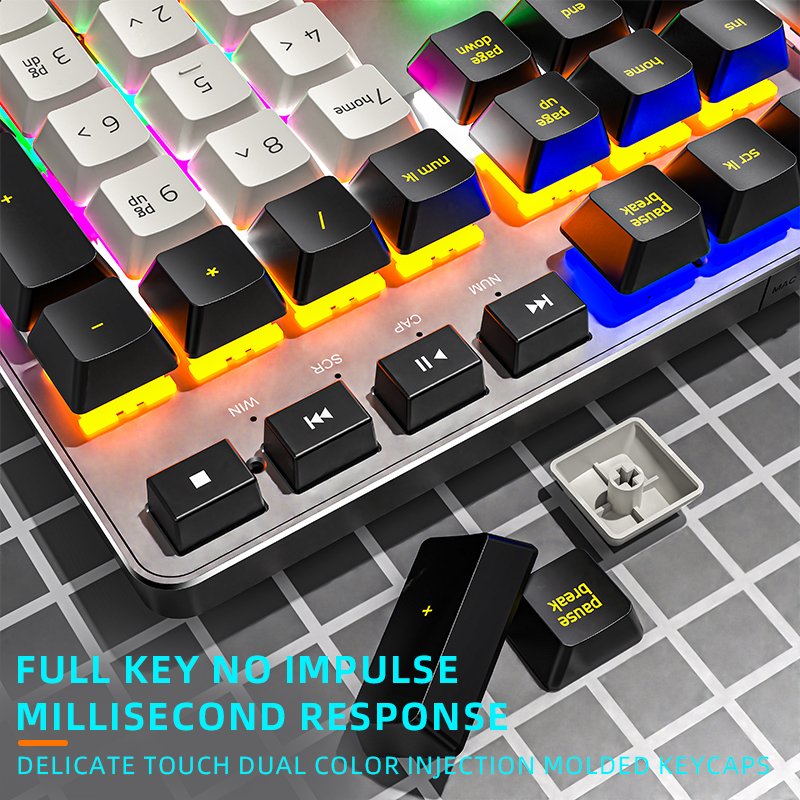 Full Size 108 Keys Qwerty Gaming Keyboard Gamer Backlit Teclado Gamer Blue Switch Wired Mechanical Keyboard for Desktop PC
