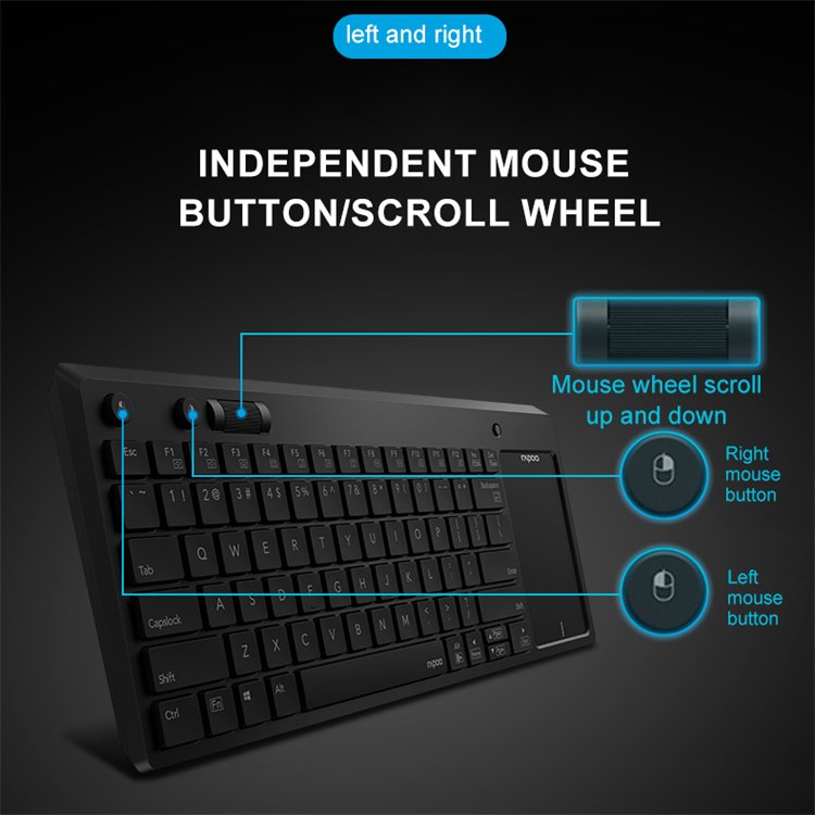 Rapoo K2800 Original 78Key Wireless 2.4G Roller Wheel Computer Touchpad Keyboard Case Backlit Keyboard Case