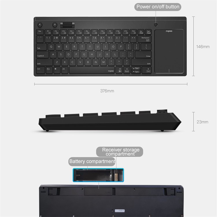 Rapoo K2800 Original 78Key Wireless 2.4G Roller Wheel Computer Touchpad Keyboard Case Backlit Keyboard Case