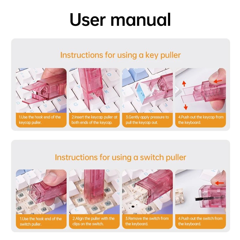 New 2 in 1 portable hot swap keycaps remover mechanical keyboard keycaps switches puller