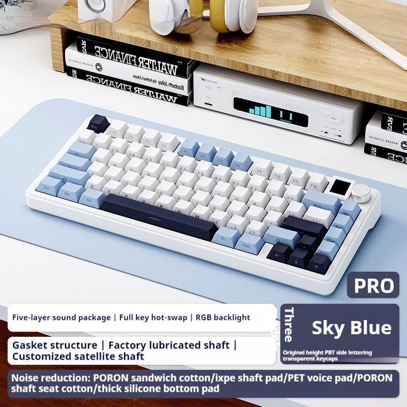 XINMENG M75 low profile black gradient custom mechanical keyboard hot swappable mechanical 75 wireless gaming keyboard 75
