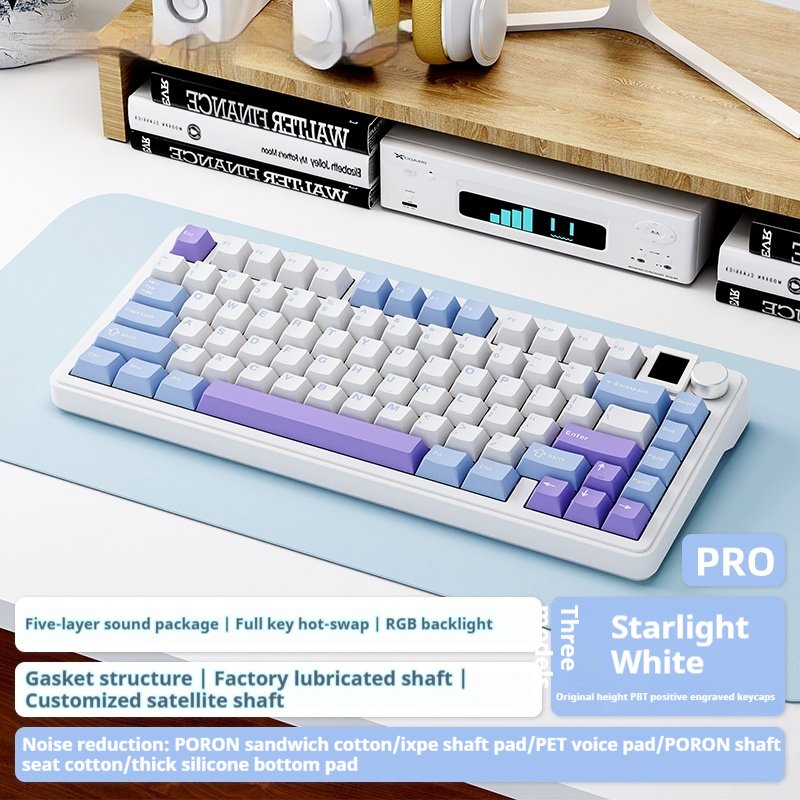 XINMENG M75 low profile black gradient custom mechanical keyboard hot swappable mechanical 75 wireless gaming keyboard 75