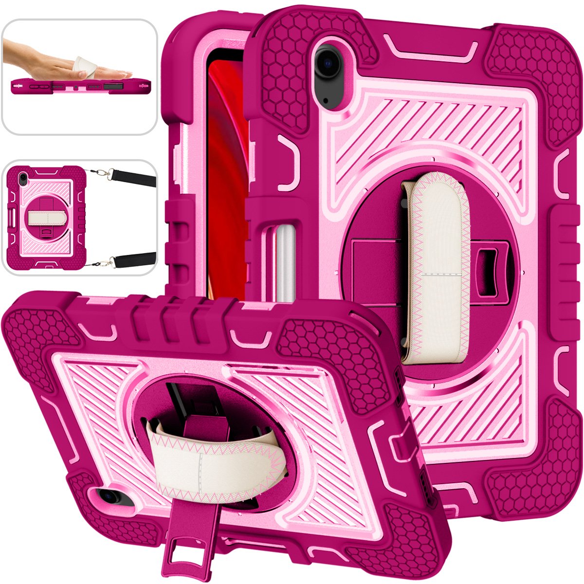New Style Lower Price Rose Red + Pink Waterproof Tpu/ Silicone +Pc Tablet Case For Ipad Mini 6 8.3Inch Keyboard Case