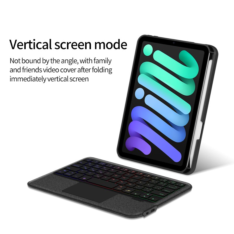 for Apple iPad mini 6 Keyboard Case Smart Pencil Slot Mini Case with Magnetic LED Keyboard Cover for iPad Mini 6 gen Free Mouse