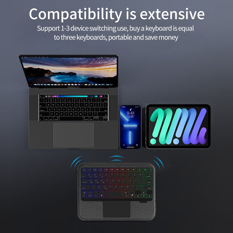 for Apple iPad mini 6 Keyboard Case Smart Pencil Slot Mini Case with Magnetic LED Keyboard Cover for iPad Mini 6 gen Free Mouse