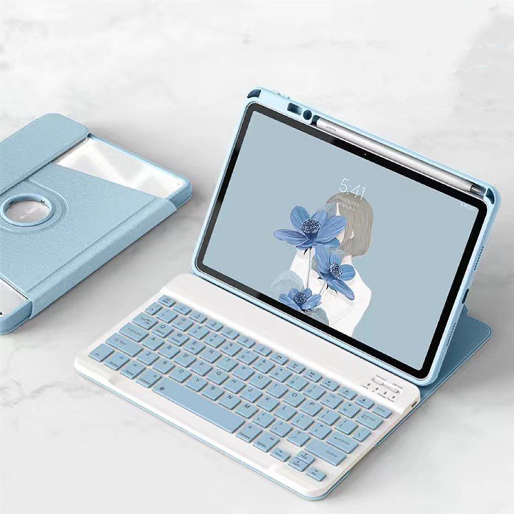 For Samsung Tab A9 8 7 S6 FE Lite Plus 10.5 11'' 8.7'' Rotating Acrylic Bluetooth Keyboard Case Pen Slot Customizable Language